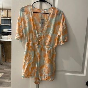 Blue and orange floral Roxy romper